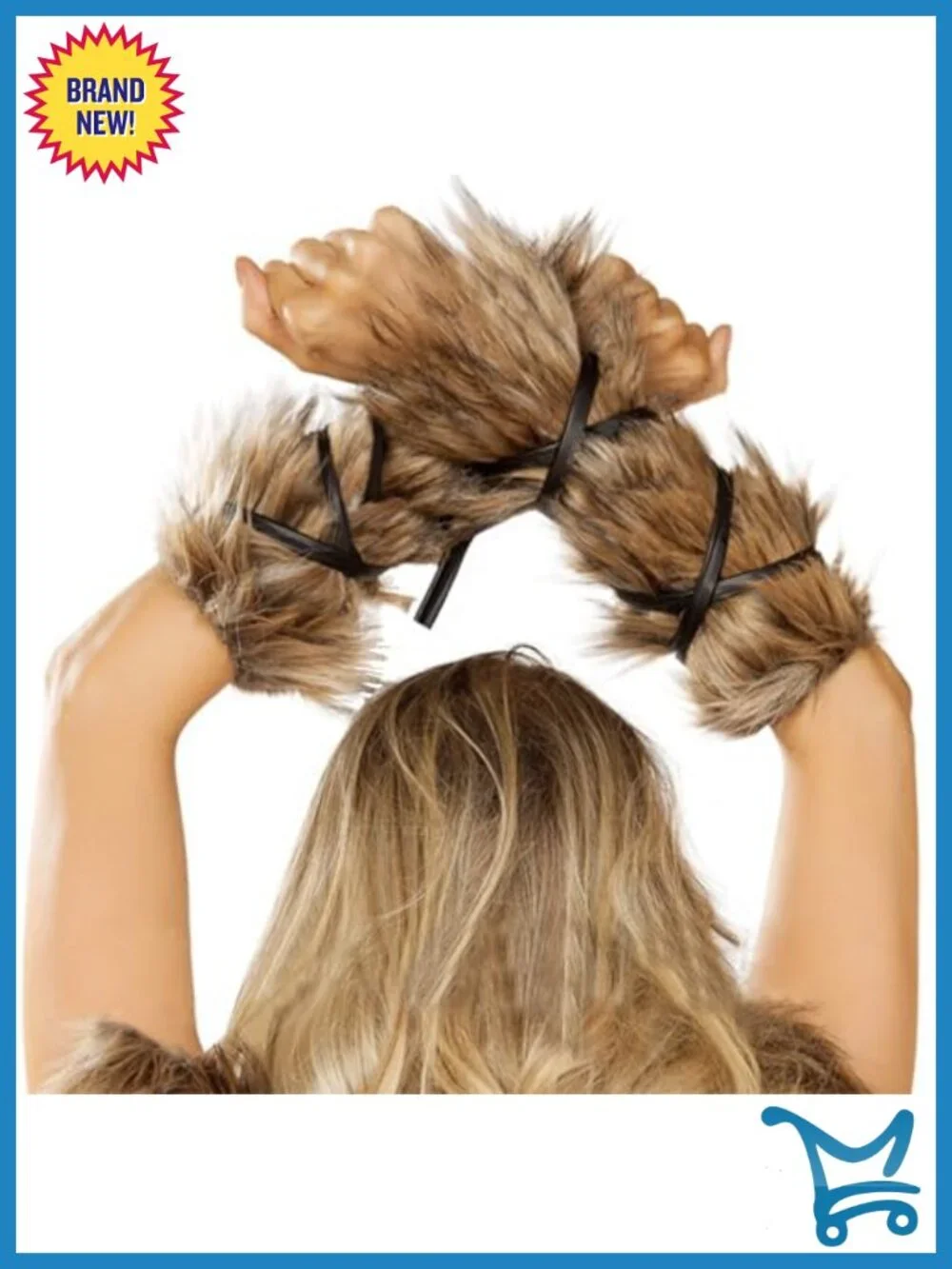 Faux Fur Arm Warmers with Leather Band, Medieval Costume